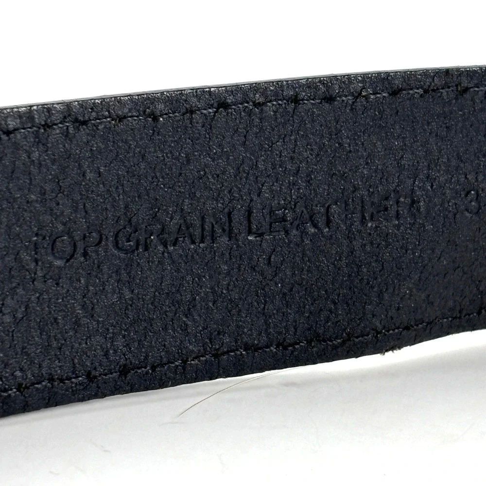 Leather Belt Mens‎ 36 Black Basketweave Embossed Silver Buckle